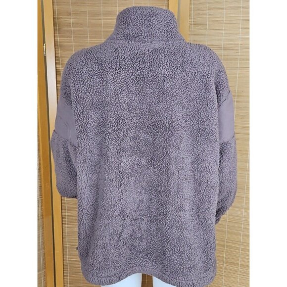 Victorias Secret Sherpa Pullover Sweater Womens L Brown Teddy 1/2 Zip Jacket - Picture 2 of 10